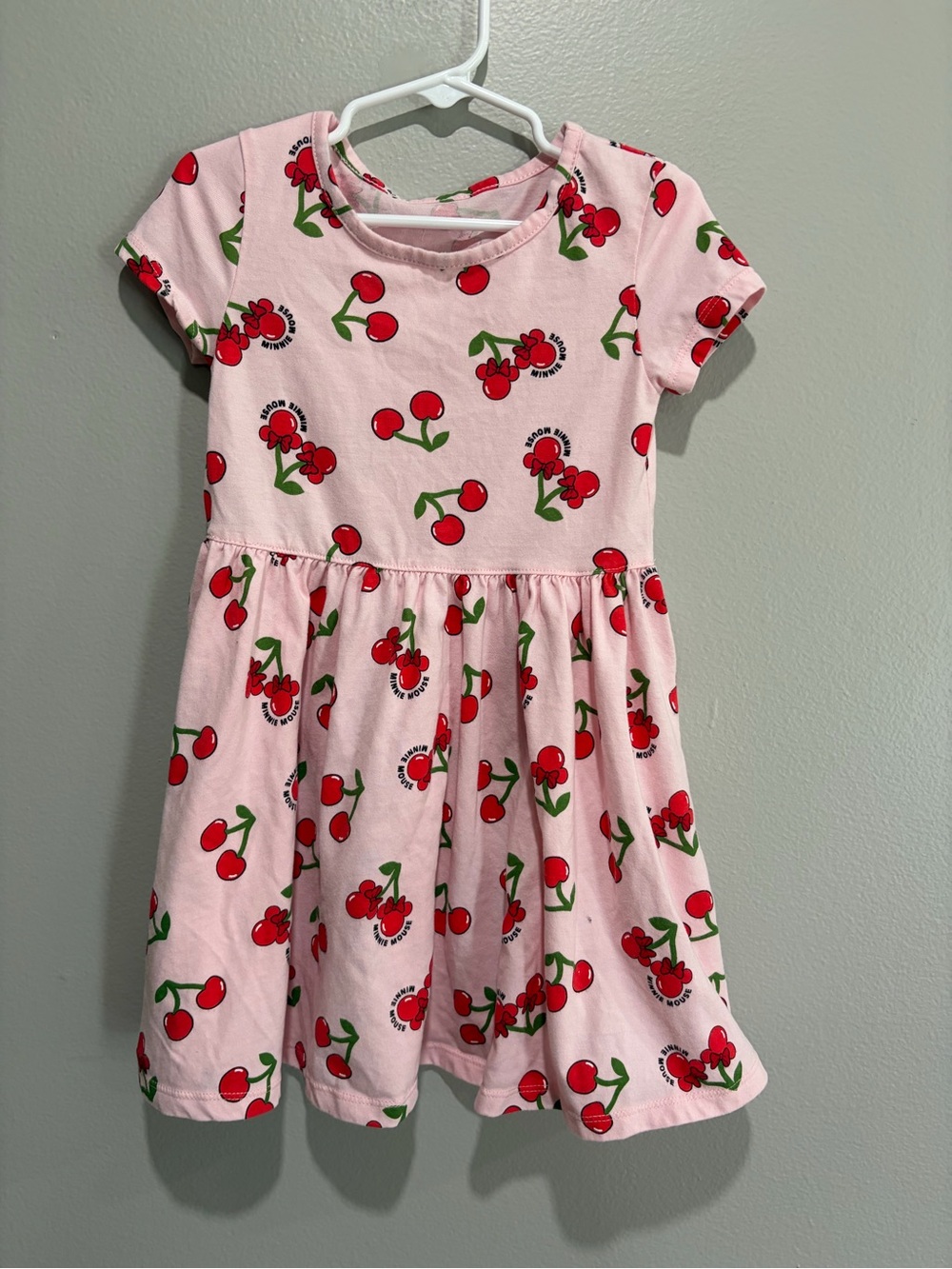 Disney Minnie Mouse Girls' Pink Cherry Print Dress